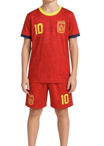 JYC CREATIVE - Equipación Deportiva España Edición Training | Conjunto de Camiseta y Pantalón Corto Transpirable | Tallas 4 a 14 | Kit para Entrenamiento, Fútbol y Multideporte Juvenil