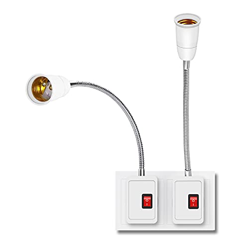 2 Pièces Porte Lumière de l'Ampoule E27 LED,Support De Lampe Convertisseur avec Interrupteur,Douille avec Interrupteur E27,Lampe Prise Murale,Lampe de Lecture,Douille E27 Prise,pour Chambre Bureau