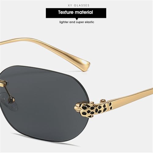 Rimless Sunglasses for Men and Women Small Irregular Lenses Metal Frameless Lens Sun Glasses UV4004