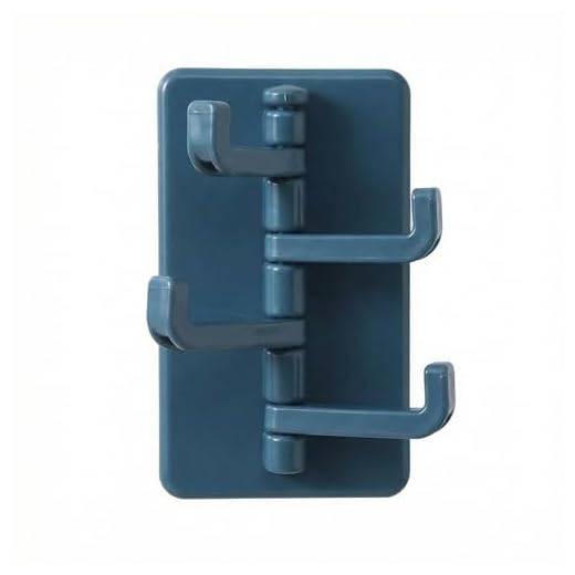 Foldable Triple-Arm Hook Rack, Blue 1 Pack, No-Drill Self Adhesive Mount for Keys Towels and Bags, Space-Saving Wall Organizer for Home Entryway Bathroom Closet
