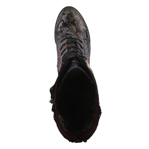 L'Artiste FORUTALUV Women's Embroidered Suede Lace-Up Boot – Baroque Velvet Mid-Shaft with Stacked Heel4