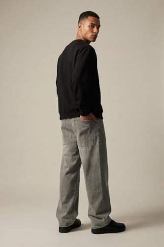 Image of Plaid&Plain Men's Baggy Jeans Wide Leg Heavyweight 100% Cotton Loose Fit