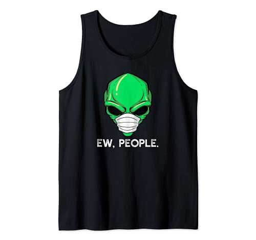 Ew People Alien Head Usando Mascarilla UFO Camiseta sin Mangas