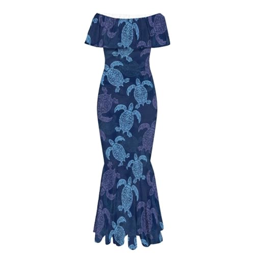 Image of Polynesian for Women S-7XL Off Shoulder Maxi Dress Hawaiian Summer Dresses