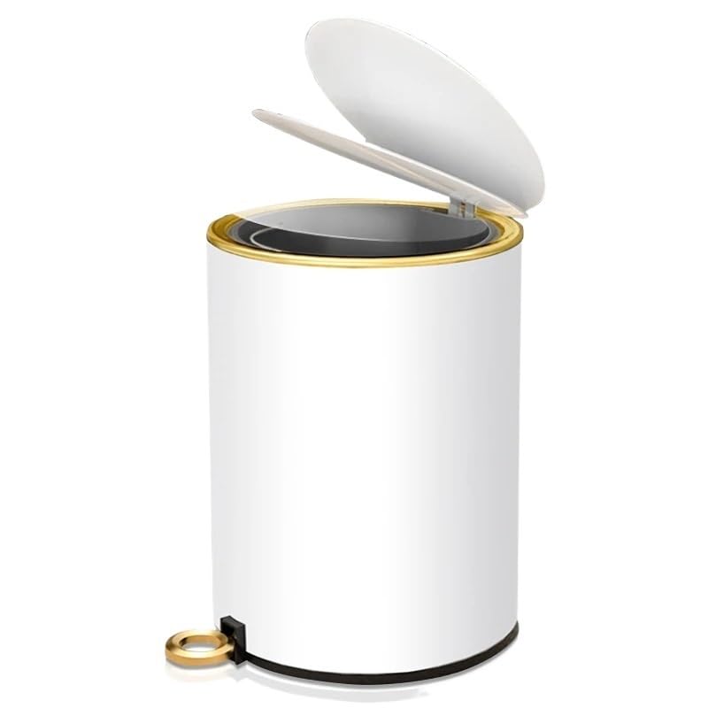 Miniatura 3 de Contenedor de basura Cubo De Basura Con Pedal Redondo, Papelera De Acero Inoxidable, Impermeable, Silenciosa, Con Tapa, para Baño, Inodoro,