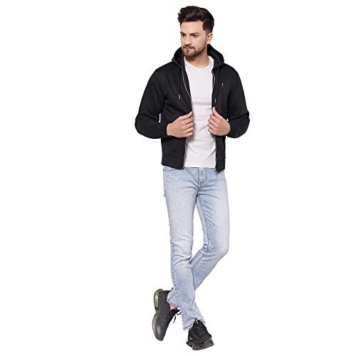 Image of Red Tape Men's Black Solid Hoodies