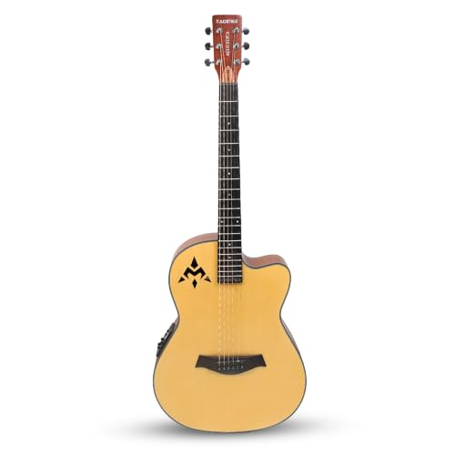 Image of Kadence OF01-EQ Acoustica 39 inch Electro Acoustic Guitar | Slim Body Cutaway | Spruce Wood | Built-in Pickup + 3 Band EQ | Comes with Bag | Includes Learning Course | Natural