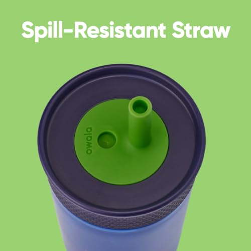 Image of Owala Kids BPA-Free Plastic Tumbler with Spill Resistant Flexible Straw, Easy to Clean, Kids Water Bottle, Great for Travel, Dishwasher Safe, 15 Oz, Navy and Blue (Home Base)