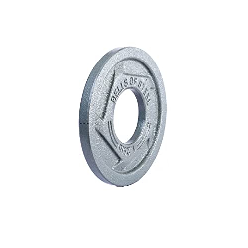 Image of Cast Iron Weight Plates [Bells of Steel] Mighty Grip Cast Iron Olympic Weight Plates - Semi-Gloss 2 inch Weight Plate, Hammertone Powder Coat Barbell Weight Plates - Pair or Weight Plate Set
