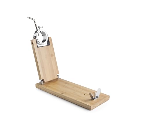 IBILI - Support à jambon pliable + rotatif Gastroteka, bambou + acier inoxydable, 48 x 17,5 cm, Marron