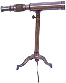 – Brass Antique Telescope 10" with Brass Tripod Stand – Vintage Nautical Maritime Scope for Home Décor, Gift, Collectors & Exploration – Handmade Brass Spyglass Telescope
