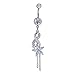 Mutreso Belly Button Navel Ring Surgical Steel Crystal Flower Dangle Curved Barbell Bananabell Piercing Jewelry