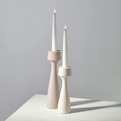 Tall Modern Candle Holders For Taper Candlesticks - Set Of 2, Chic Matte Finish, 7 And 9 Inch Tall, Neutral Cream, Boho Candle Holders For Spring Home Decor #TOP17