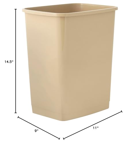 Image of Superio 4.5 Gallon Plastic Trash Can, Waste Bin for Home, Kitchen, Office, Bedroom, Bathroom- 18 Qt, Beige