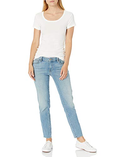 Amazon Essentials Camiseta Entallada con Cuello Redondo y Mangas Casquillo Mujer, Pack de 2, Negro/Blanco, M