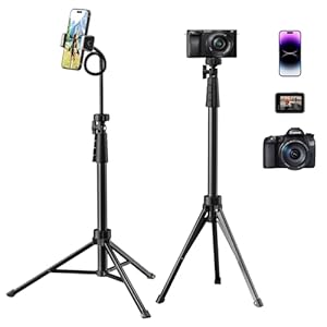 Eicaus 88” Flexible Cell Phone Tripod with 14.95” Gooseneck, Phone Mount and Remote, Overhead Tall Phone Stand＆Selfie Stick for Video Recording, Compatible with iPhone Android, Camera