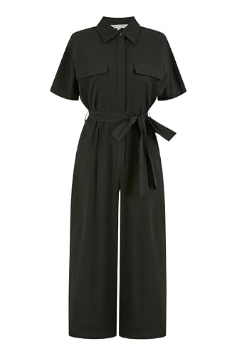 Image of Yumi Black Utility Relaxed Fit Jumpsuit (Black, 14)