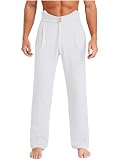 Yihuimin Pantalones de baile de hombre para baile latino salsa tango chacha traje de baile para salón y entrenamiento, Blanco, M