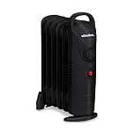 Schallen 800W 6 Fins Black Portable Electric Slim Oil Filled Radiator Heater with Adjustable Temperature Thermostat, Modern Fast Home Heating (Black, 800W)