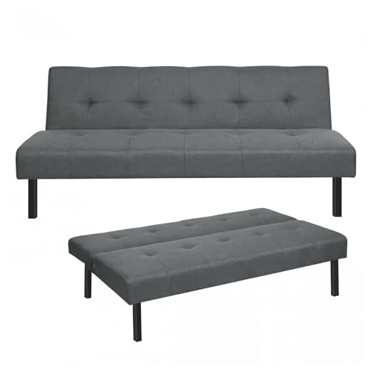 Panana 3 Seater Sofa Bed,Click Clack Armless Sofabed Fabric Couch Recliner,Choice of Colours (Grey)