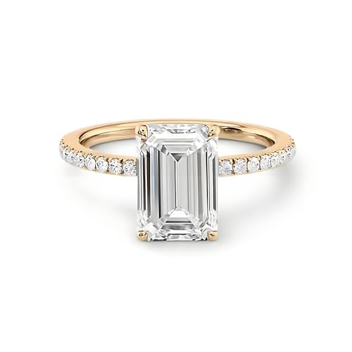 1/2/3 CT Center Moissanite Engagement Rings for Women, 10K/14K/18K Solid Gold Round/Oval/Pear/Princess/Cushion/Marquise/Emerald/Radiant Cut Bridal Set Wedding Anniversary Band for Her Wife