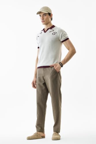 Image of SNITCH Men Trousers | Slim Fit Mid Rise Solid Design | Rayon Blend with Medium Stretch & Smooth Texture | Button & Zip Closure for Casual & Office Wear