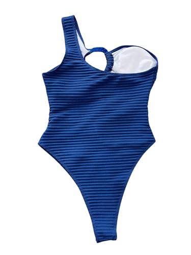 WDIRARA Women's Cut Out One Shoulder Swimsuit Bikini Hollow Out Ruched High Cut One Piece Swimsuit2
