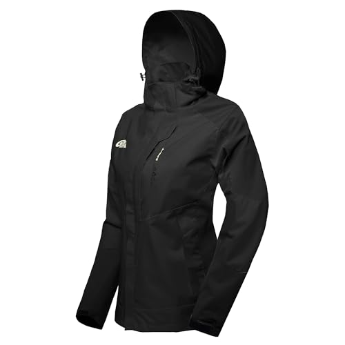 Ginsiom Women's Rain Jackets Waterproof with Hood Lightweight Rain Suit for Women Ladies Rain Coats Outdoor Windbreaker(Black - 2XL)