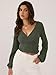 ZAFUL Women's Pullover Ribbed Batwing Lantern Sleeve Knitwear Knitted Crop Top Solid Round Neck Long Sleeve T-Shirt