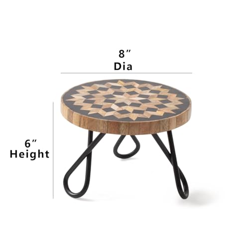 Image of CASADECOR Wooden Kaleidoscopic Dessert Decorating Pizza Cake Stand Color Natural Pack of 1