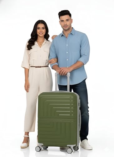 Image of Pro 8 Wheels Set of 2 (Cabin + Medium) Trolley Bags, Hard Case Polypropylene, 360º Wheeling Luggage for Men & Women, Suitcase for Travel, Trolley Bags for Travel (Olive Green)