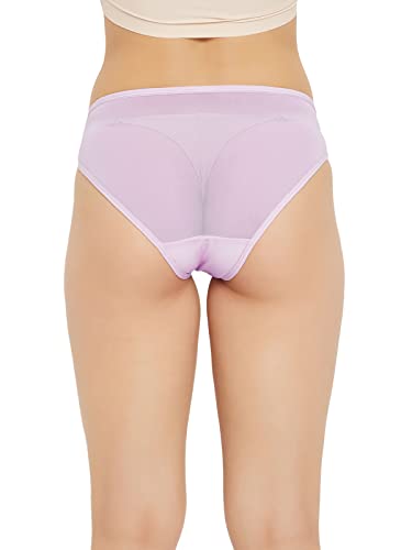 Image of Clovia Women's Lace Low Waist Semi-Sheer Bikini Panty in Purple