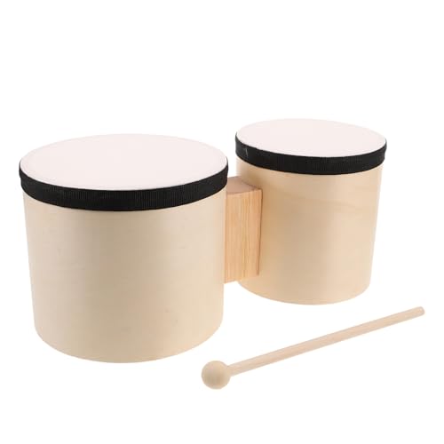 Bongos en bois instrument de percussion à main portable avec baguettes et tambour éducatif