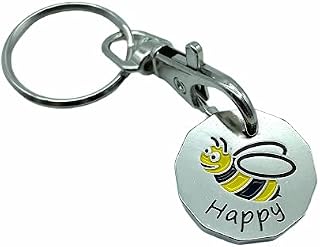 JAM2DAY Bee Happy 12-Sided Bumble Bee Trolley Token Keyring £1 Coin