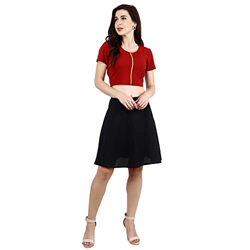 Image of POPWINGS Solid Casual Sleeveless Regular-Fit Crop Tops for Women with Front Chain| Crop Tops for Women Stylish Western Summer Wear