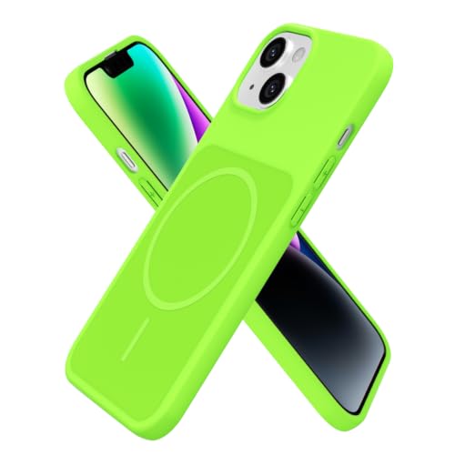 Coque iPhone 13 mince souple vert fluo contre les chutes du quotidien