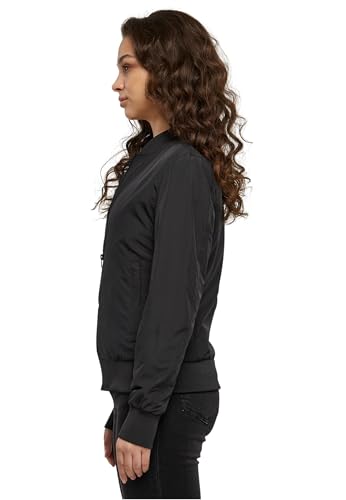 Urban Classics Damen Light Bomber Jacket – leichte Übergangsjacke im Regular Fit aus Polyester mit Reißverschluss und Rippbündchen für Freizeit und Streetwear,Schwarz,M