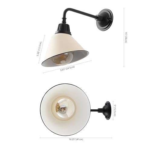 Image of JONATHAN Y Croydon 1-Light Gooseneck Barn Sconce 9.63 inch, Matte Almond