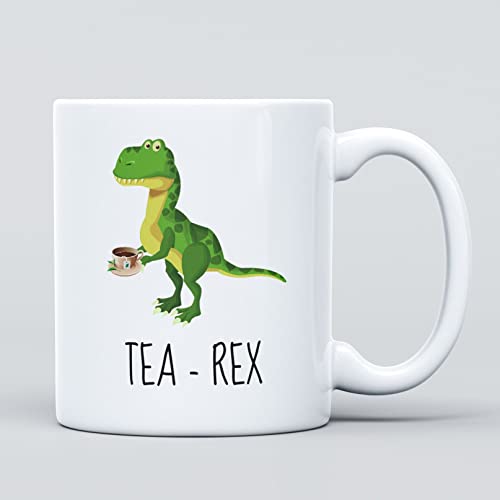 Tea Rex Animal Cute Dinosaur Large Heavy Duty Ceramic Novelty Funny Coffee Mug, Cup for Men & Women, Girls & Boys – Gift for Birthday, Leaving, Teacher, Christmas, 11oz Ceramic