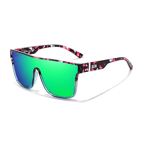 Image of FEISEDY Sunglasses for Women Men, Fashion Mirrored Single Lens Shades | 80s Rave Neon Oversized Sun Glasses, Driving Beach UV400 Sunnies B2996