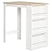 HOMCOM Table de Bar Table Haute de Cuisine Mange-Debout comptoir - dim. 112L x 57l x 106H cm - 3 étagères - Panneaux de Particules - Aspect chêne Clair Blanc