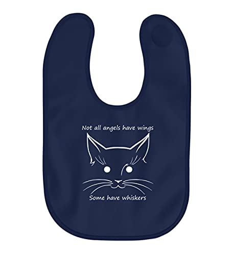 Bavoir bébé Chat Ange, le cadeau de naissance idéal en bleu marine uni