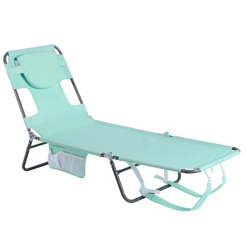SunnyFeel Lounge Beach Chair for Adults with Face Hole, Backpack Reclining Beach Chairs Lay Flat, Sun Face Down Tanning Chair, Portable Folding Camping Cot for Outside Pool, Sunbathing, Reading