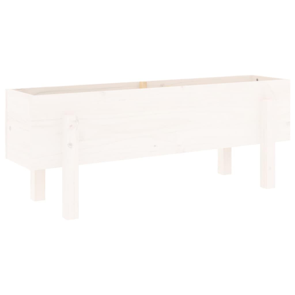 Jardinera blanca maciza de pino 101 x 30 x 38 cm para jardín, balcón, terraza con almacenamiento de agua, resistente a las heladas y decorativo para hierbas, flores, habitaciones