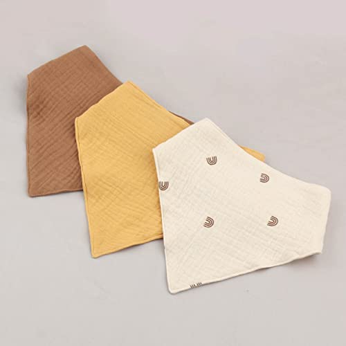 Aloonii Organic Cotton Muslin Dribble Bandana Style Bibs (Mustard) 3 pack - Image 2