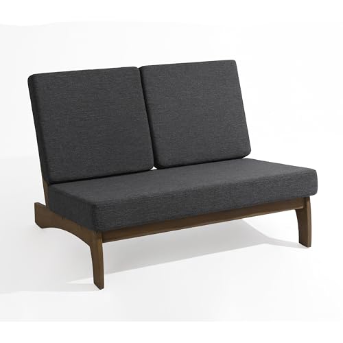 Image of Pia Ricoo 1-Piece Patio Furniture Set, Outdoor Loveseat with 4.5-Inch Thick Cushions, All-Weather Outdoor Sofa for Backyard, Deck, Lawn - Drak (Split Back)