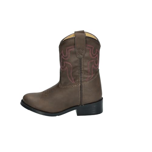Image of Smoky Mountain Girls Brown with Pink Stitch Monterey Western Cowboy Boots, 6 US
