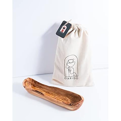 DARIDO Natürliche Obst- und Brotschale aus Olivenholz - Handgefertigt - 35x9 cm - Obstschale Holz Cover