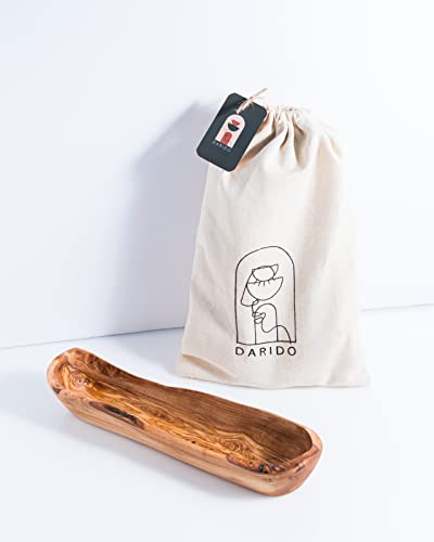 Darido Natürliche Obst- und Brotschale aus Olivenholz - Handgefertigt - 35x9 cm - Obstschale Holz - Rustikale Olivenholz Schale - Deko Holzschale - Winterliche Weihnachtsdekoration - Natürliche Kante Cover