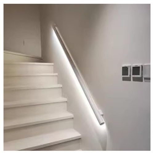Rambarde LED anti-chute en aluminium blanc pour sécuriser les marches sombres